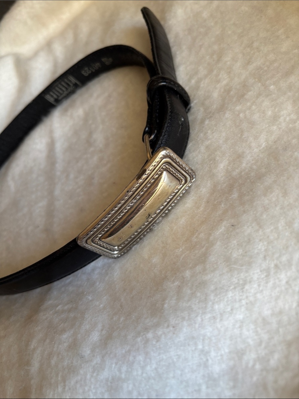 BRIGHTON Classics Women’s Belt Black S/28 Leather Gold Tone Rectangle Buckle